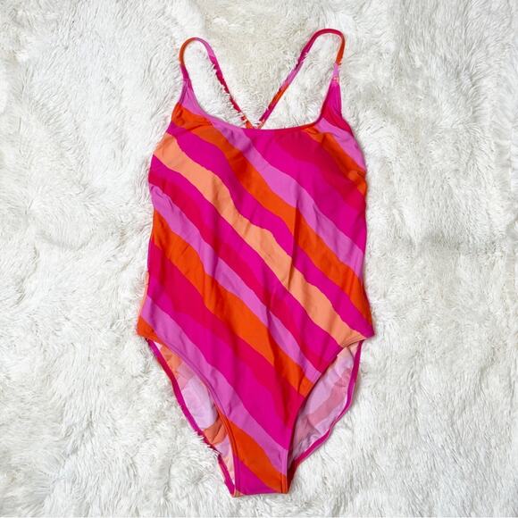 Figleaves Other - Figleaves Sao Paulo Stripe Non Wired Strappy Tummy Control Swimsuit Pink Size 12